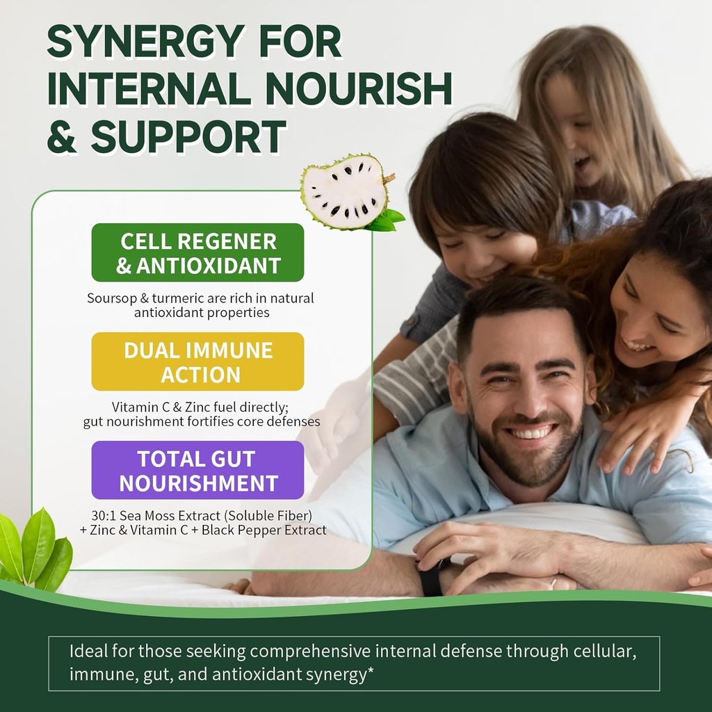 (2 Pack) Soursop Graviola Leaf Extract Liquid Drop Plus Pure Botanical Sea Moss for Cell Support & Regeneration, Immunity, Liver, Gut & Antioxidant - Soursop Bitters Liquid, Natural Flavor, 1 Fl Oz 5