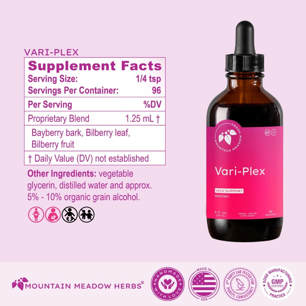 Mountain Meadow Herbs Vari-Plex - Natural Vein Support for Women, Promotes Healthy Circulation, Capillary & Vein Health, Fast-Acting Liquid Herbal Extract 4oz 5