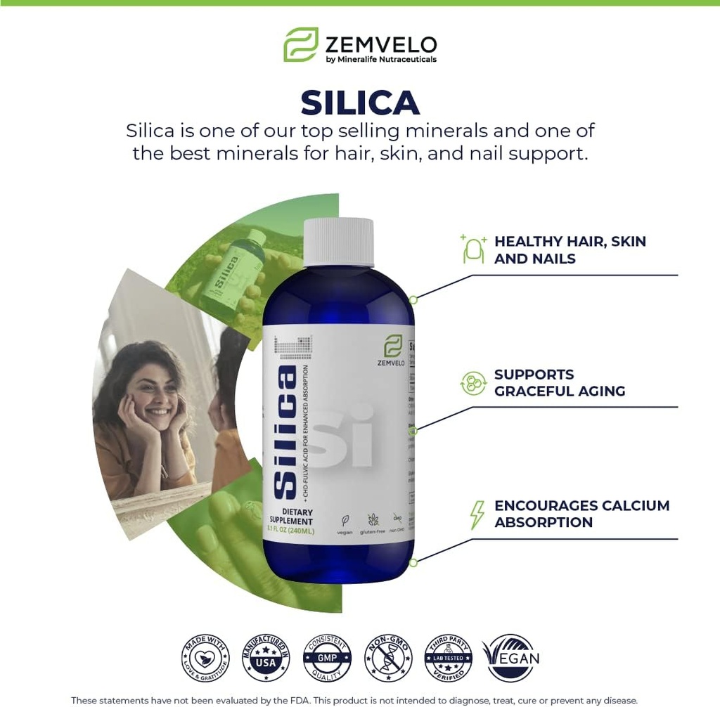 Liquid Ionic Silica - Hair, Skin & Nails Nutrition | Collagen Support | Joint Support for Health Tendons & Cartilage | 8 oz, 48 Day Supply 4