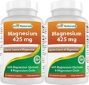 Best Naturals Magnesium 425 mg 180 Veggie Capsules - High Absorption Magnesium Glycinate & Magnesium Oxide Chelated, Non-GMO, Gluten Free Muscle Relax (180 Count (Pack of 1)) 5