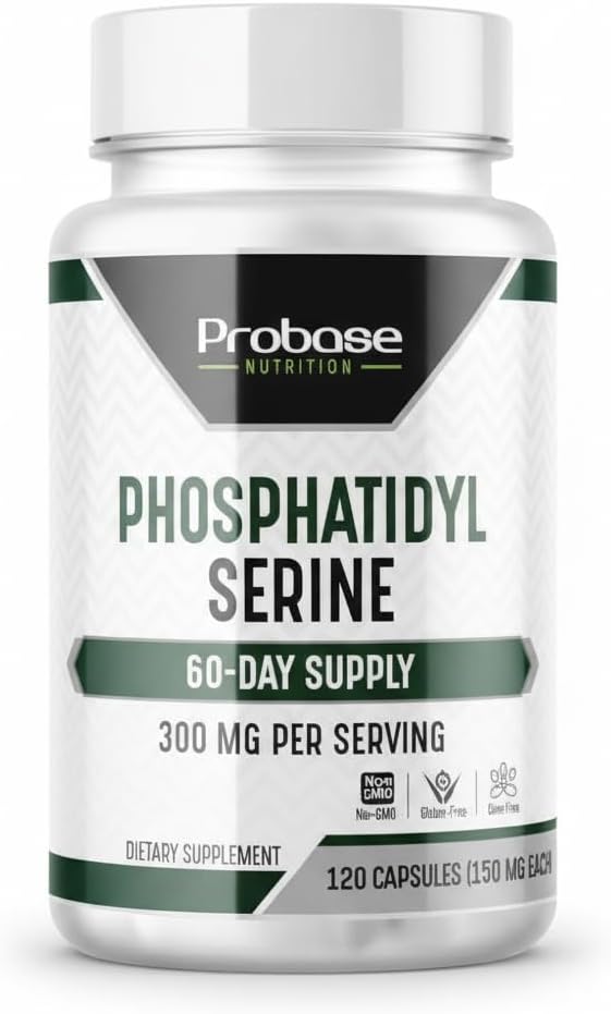 Probase Nutrition Phosphatidylserine 300mg Supplement Brain Health and Memory Support Non-GMO Gluten Free 120 Capsules Phosphatidyl Serine Complex 2