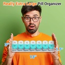 Daviky Large Weekly AM PM Pill Organizer - 7 Day, 2 Times a Day With Extra Large Compartments for Vitamins, Medicine, Supplements (Cyan) 3