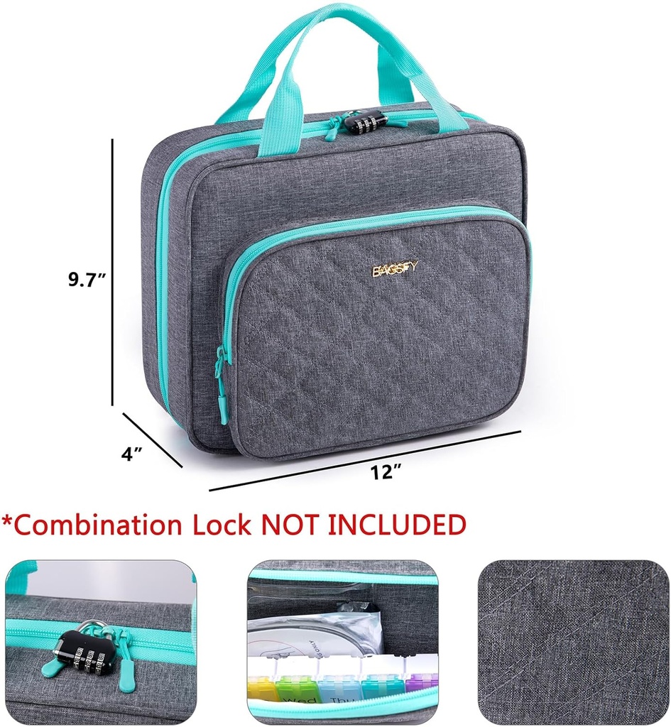 BAGSFY Medicine Bag for Traveling, Pill Bottle Organizer Storage, Large Medication Travel Case, Pills Box for Vitamin, First Aid Kit Bags Empty. (Comes with Weekly Pill Organizer) 5