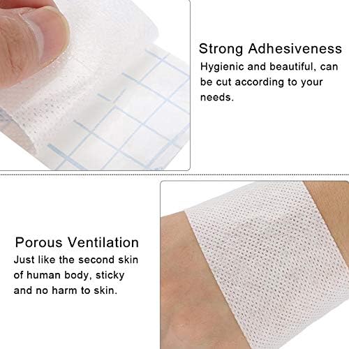 Mesh Breathable Non-Woven Tape Adhesive Bandage Roll Film Dressing Second Skin Healing Protective Adhesive Antibacterial Bandages Flexible Nonwovens 3.9inch*34foot（10cm*10m） (4inch*10.9yard) 5
