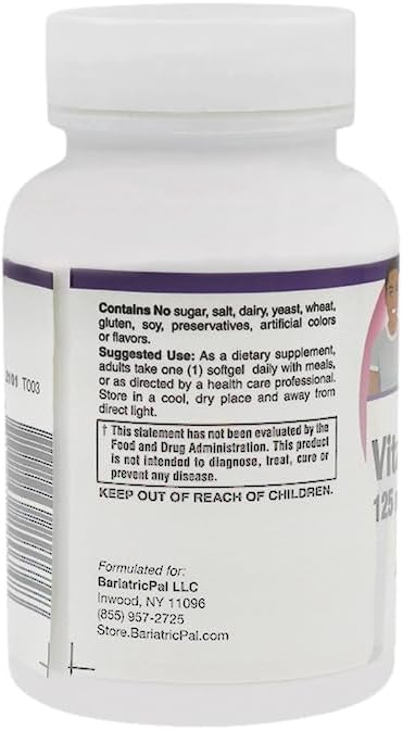 BariatricPal Vitamin D-3 125mcg (5000 IU) - Easy Swallow Vegetarian Softgels (100ct Bottle) 5