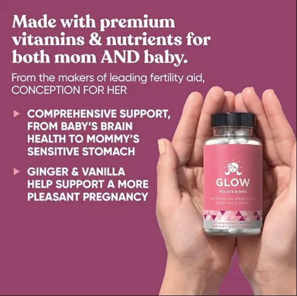 Prenatal Glow Vital Nutrients & DHA - Premium Prenatal Care for Mom & Baby- Prenatal for Women to Support Fetal Development, A More Pleasant Pregnancy 1 Month Supplies 60 Capsules 5