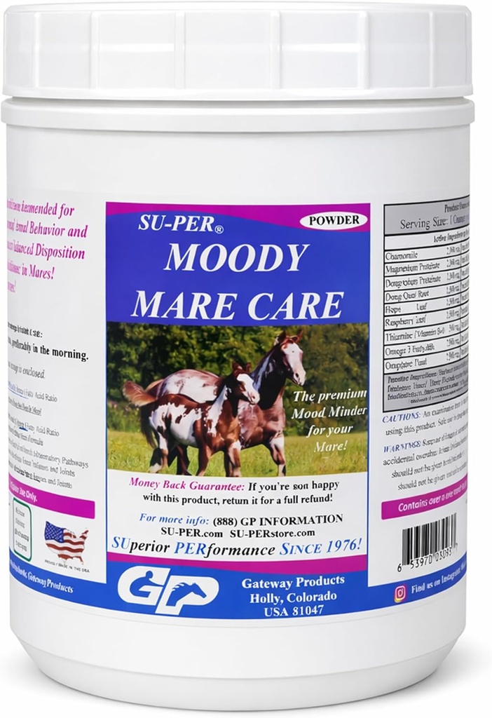 SU-PER Moody Mare Care Powder - Herbal Blend for Balanced Disposition & Normal Behavior in Horses - 2.5 lbs (2 Pack) 2