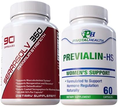 Serrraolv 360: Extra Strength Fibriod Package - Dissolve Fibroids Quickly (Serrasolv 360 90 Cap & Previalin 60 Cap) Also Helps with Bloating, Discomfort and Balancing Hormones 2