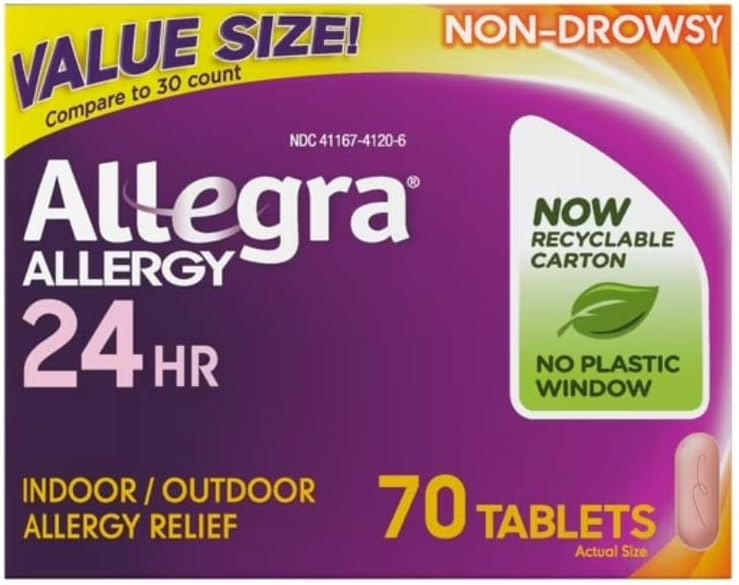 Allegra Adult 24 Hour Allergy Tablets, 180Mg, Noticeable Relief in 1 Hour, (70 Count ) 2