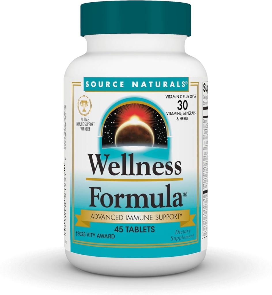 Source Naturals Wellness Formula Bio-Aligned Vitamins - Immune System Support Supplement & Immunity Booster* - 45 Tablets