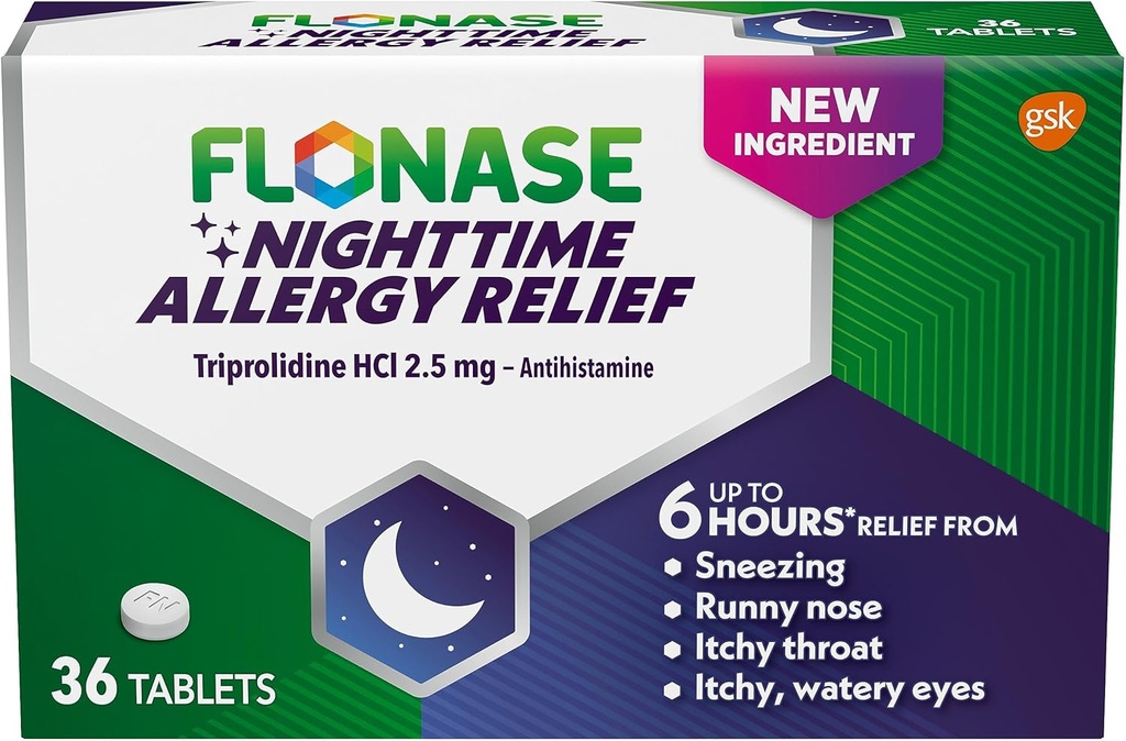 Flonase Nighttime Allergy Relief Tablets, Up to 6 Hours of Allergy Medicine - 36 Coated Tablets