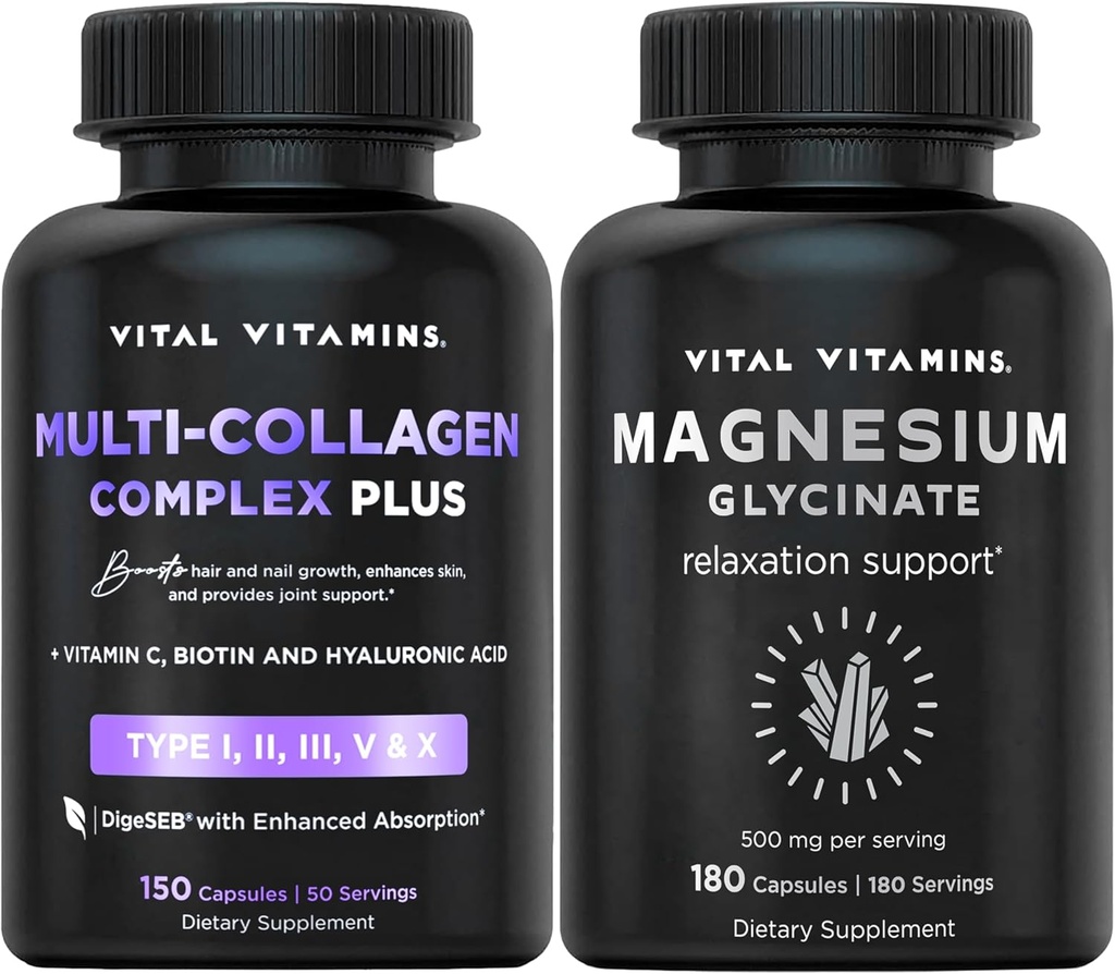 Vital Vitamins Multi Collagen Plus Capsules + Magnesium Glycinate Capsules
