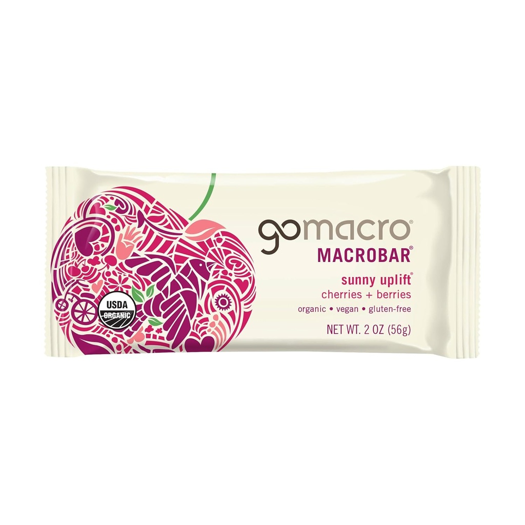 Gomacro, Bar Sunny Uplift Cherries Berries Organic, 2 Ounce
