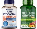 Organic Probiotics 100 Billion CFU, Dr Formulated for Women and Men + Whole Food Multivitamin for Men, Natural Multi Vitamins, Minerals, Organic Extracts Bundle