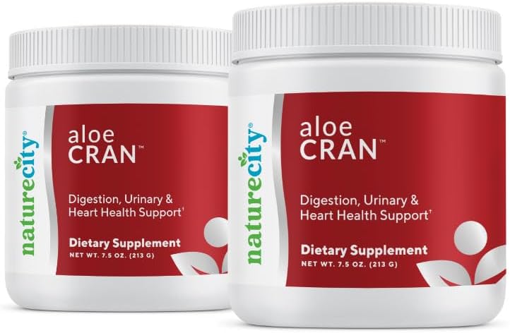 NatureCity AloeCran Sugar Free Drink Mix Supplement | Pure Aloe Vera, Cranberry Powder & Dietary Fiber| Unsweetened Cranberry Concentrate | Supports Digestive, Urinary & Metabolic Health | 60 Servings