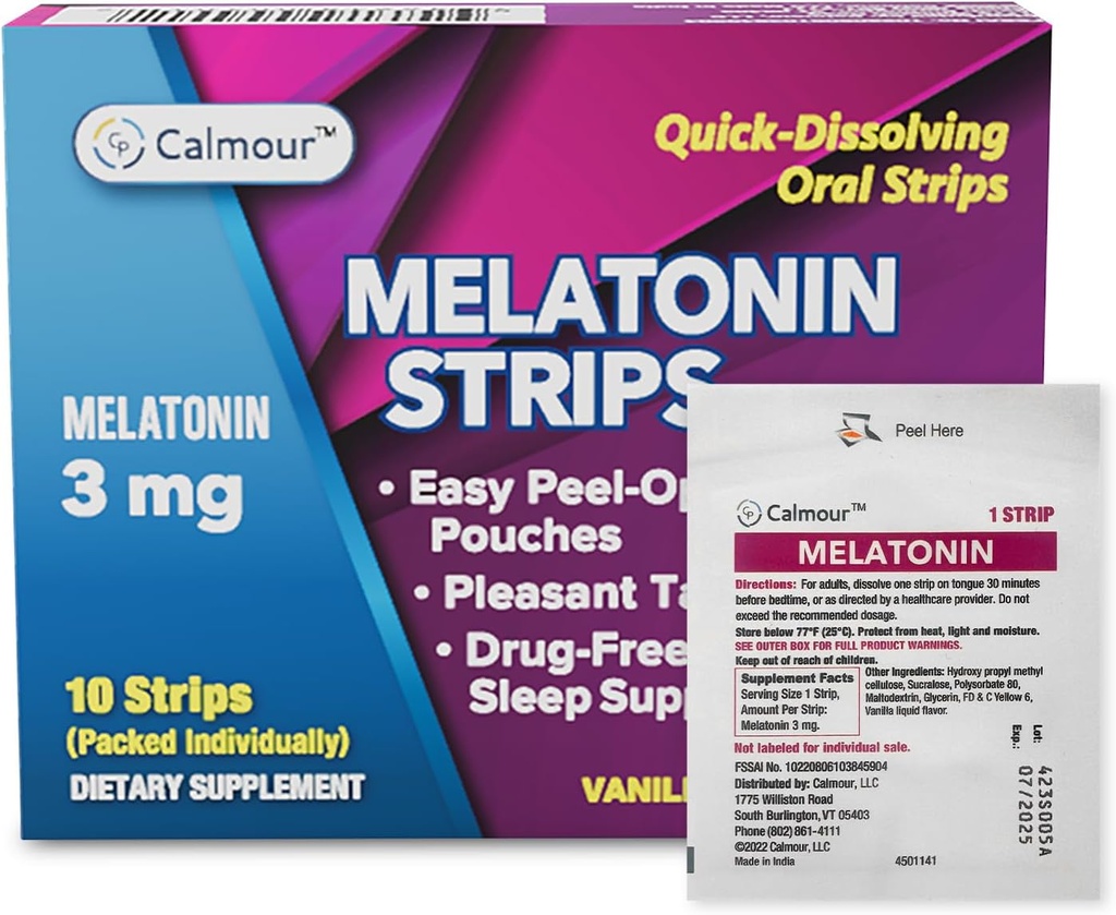 10 Oral Sleep Strips | Quick-Dissolving 3mg Melatonin Strip | Works Faster Than Gummies | Relaxation Napping Supplements | The Ultimate Sleeping Aid for Better Rest and Eye Health