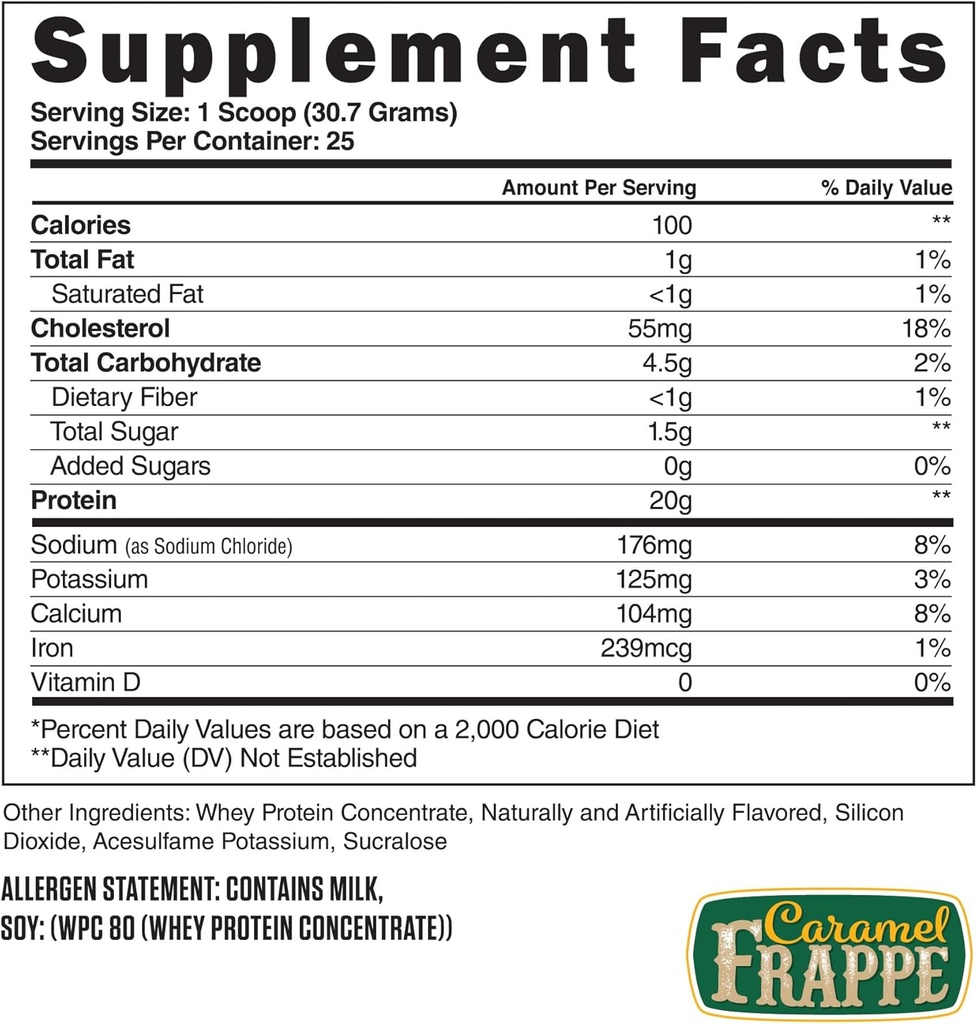 Steel Supplements Whey-Pro | Whey Protein Powder for Men and Women | Caramel Frappe | 25 Servings (1.69lbs) | BCAA Amino Acids | Essential Amino Acids | Gluten Free | Low Carb