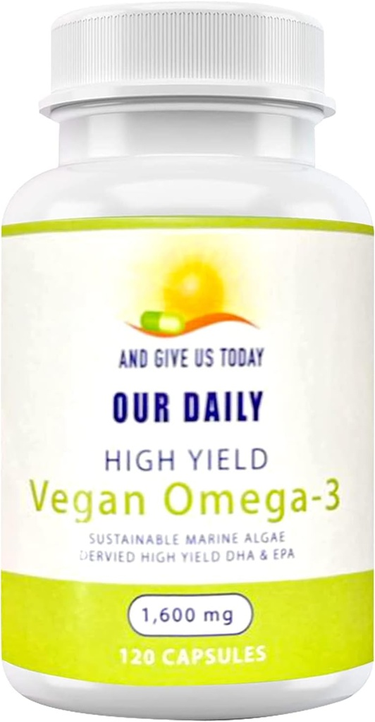 Our Daily Vites Vegan Omega-3 Supplement - Marine Algal Source for DHA & EPA Fatty Acids - Plant-Based Fish Oil Alternative - Carrageenan Free Softgels for Eye Health & Optimal Wellness