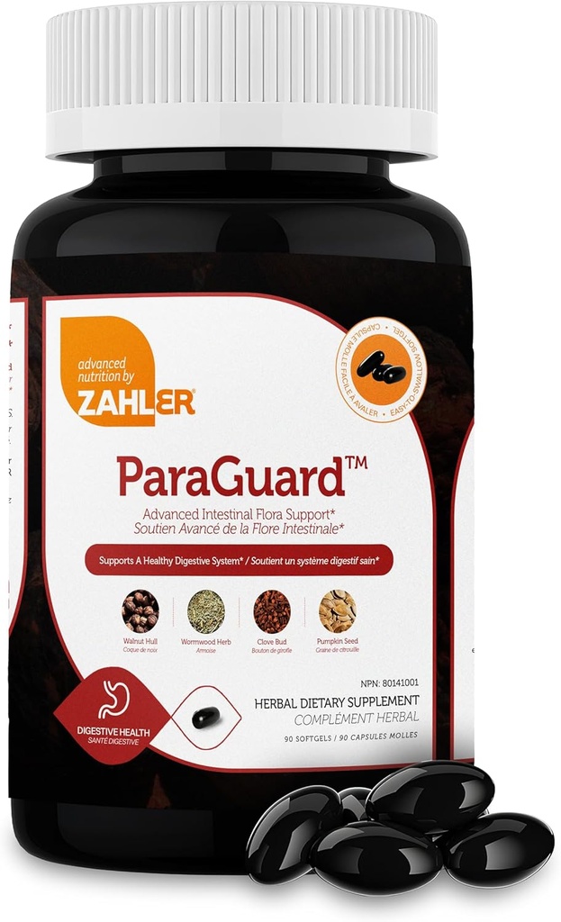 Zahler - ParaGuard Cleanse Softgels - Gut Health Detox Supplement - Formula has Wormwood, Garlic Bulb, Pumpkin Seed, Clove & More - Natural Cleanse Detox for Humans - Certified Kosher (90)