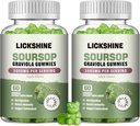 2 Pack Soursop Graviola Gummies - 3000mg Extra Strength Soursop Leaves Supplement with Vitamin C, Zinc - Digestive Aid, Immune Support & Antioxidant - Sugar-Free, Non-GMO, Vegan, 120 Counts