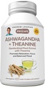 ANDREW LESSMAN Ashwagandha + Theanine 180 Capsules - Standardized Extract. Promotes Relaxation, Focus and Balanced Mood. Small Easy to Swallow Capsules