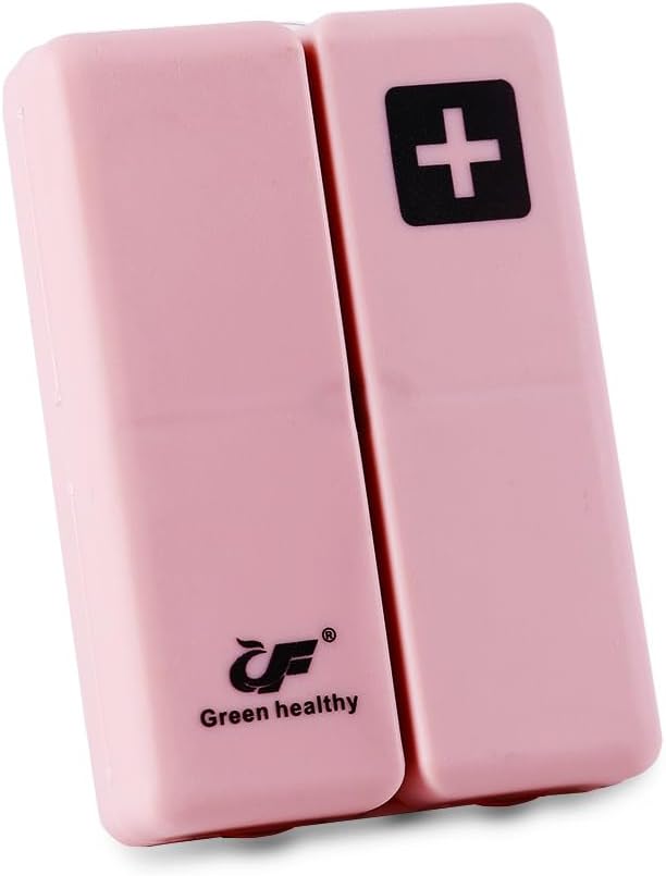 Daily Magnetic Pill Box Organizer, 7 Tray Travel Size Medicine Case Container, Cute Small Pocket Pill Dispenser Capsule Reminder Tracker for Medication, Fish Oil, Supplement, Tablets, Pink