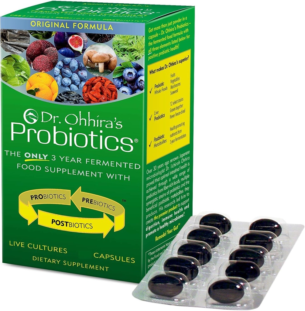 Dr. Ohhira’s Probiotics Original Formula with 3 Year Fermented Prebiotics, Live Active Probiotics and The only Product with Postbiotic Metabolites, 100 Capsules