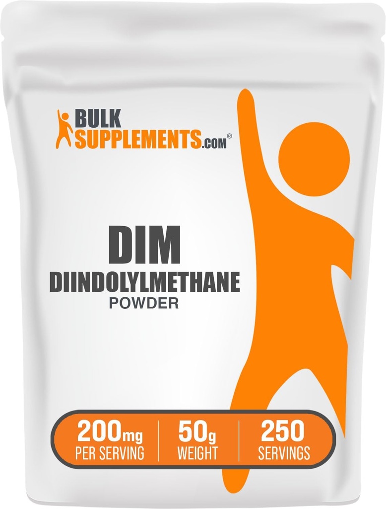 BulkSupplements.com DIM Powder - Diindolylmethane Powder, DIM Supplement for Men & Women - Unflavored & Gluten Free, 200mg per Serving, 50g (1.8 oz) (Pack of 1)