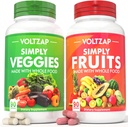 Fruit and Veggie Supplements Organic: 180 Count with Superfoods Fruits and Vegetables for Men Women Blend of Fruit and Greens for Daily Health 2Pack