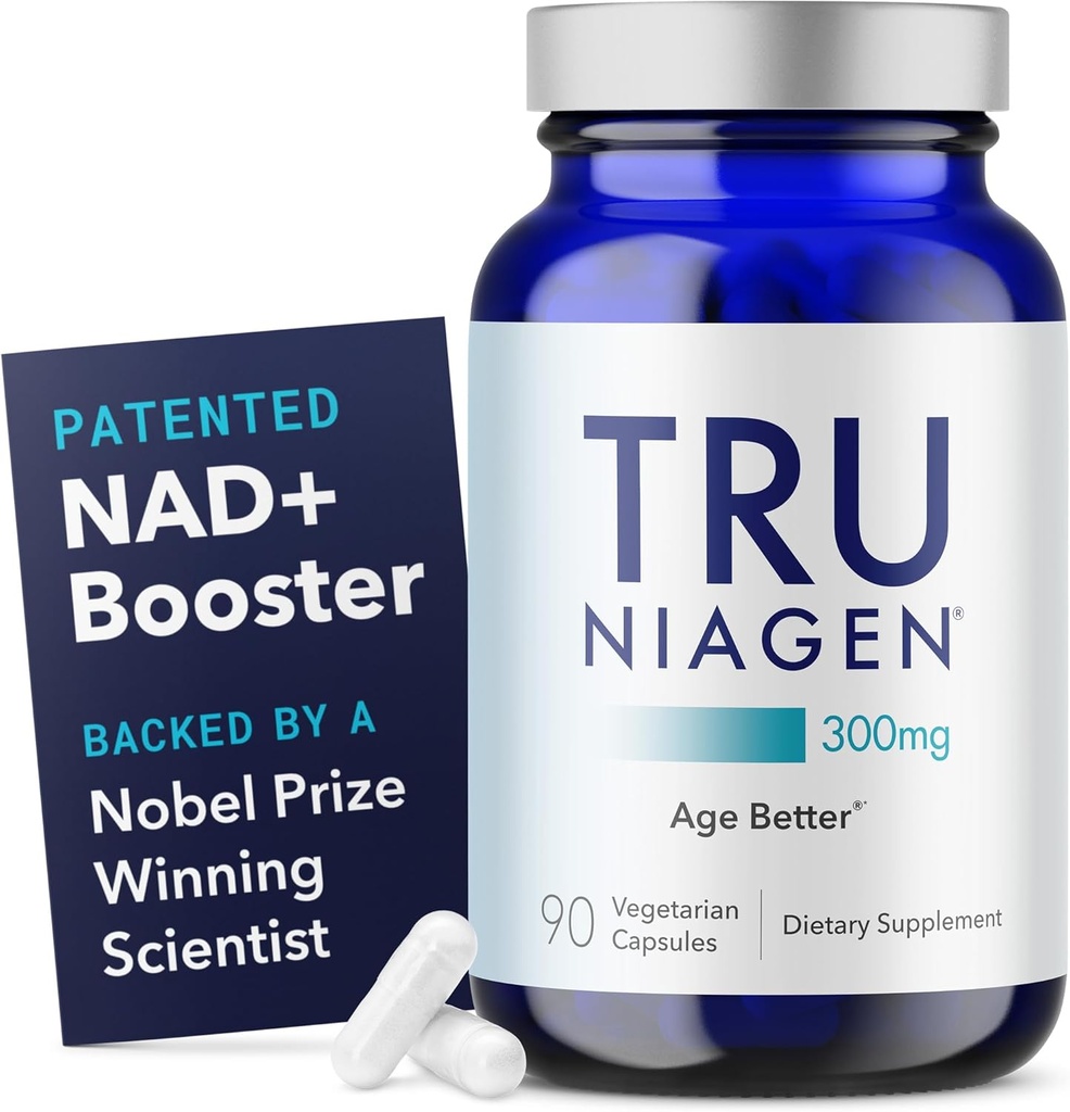 TRU NIAGEN Patented NAD+ Supplement for Anti Aging and Cell Regeneration, 300 mg Niagen, 90 Servings | Supports Cellular Energy, Brain, Muscle | Nicotinamide Riboside (NR) Take 1 Daily | 1 Bottle