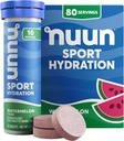 Nuun Sport Electrolyte Tablets with Magnesium, Calcium, Potassium, Chloride & Sodium, Gluten Free & Vegan, Watermelon, 8 Pack (80 Servings Total)
