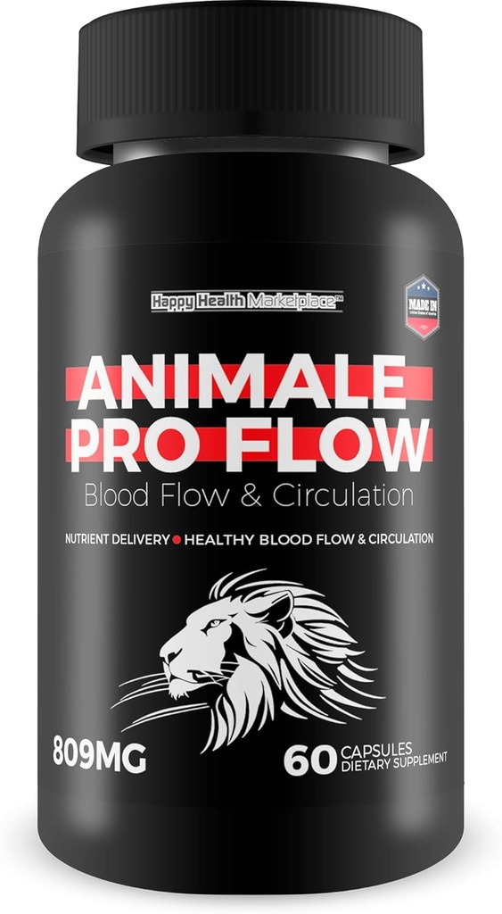 Animale Pro Flow - Our Best Blood Flow Supplement - Pro Animale Male Health Supplement for Blood Flow Care - Healthy Blood Flow Blood Circulation Supplements for Men - Pro Animale Pills for Men