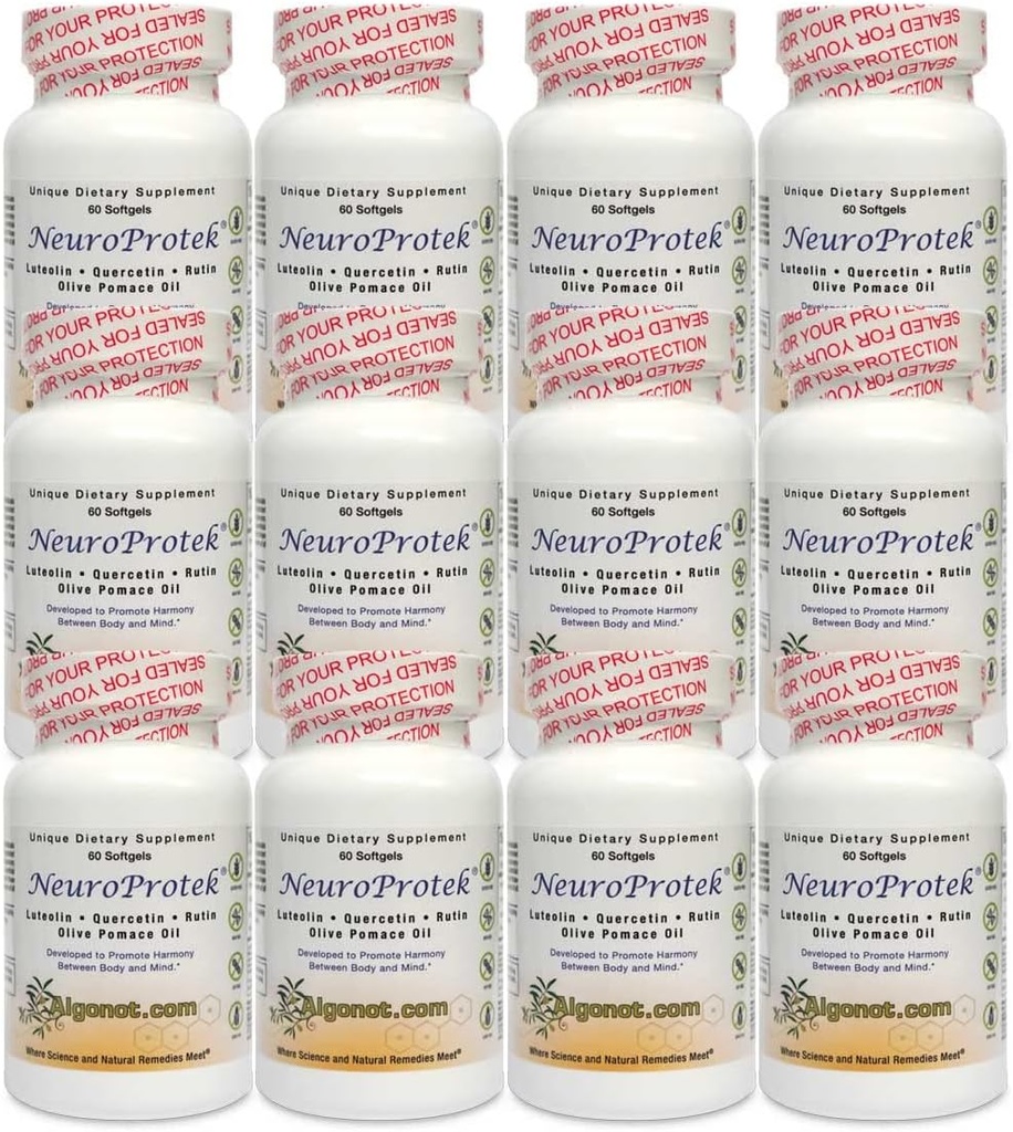 Algonot NeuroProtek 12 Pack: The only liposomal Luteolin Products Using Olive Pomace Oil. Combination of Luteolin, Quercetin & Rutin in Olive Pomace Oil (Reduced Price Bundle)