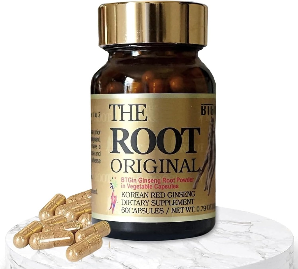 Korean Red Ginseng Capsules, Natural Energy Supplements The Root Original Enriched with Pure Ginsenosides Rg3 Premium Ginseng Supplement