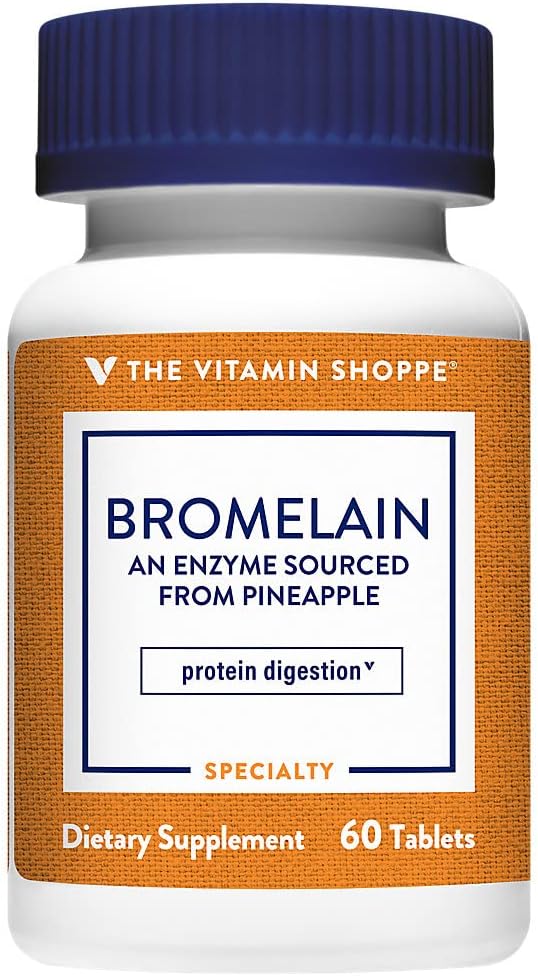 The Vitamin Shoppe Bromelain 500MG & 2,000 GDU, Supports Protein Digestion & Absorption, Enzyme Sourced from Pineapples (60 Capsules)