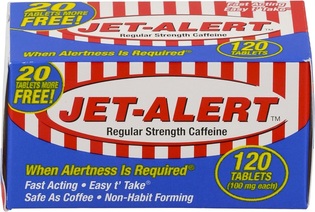 Jet-Alert 100 Mg Each Caffeine Tab 120 Count Value Packs (2)