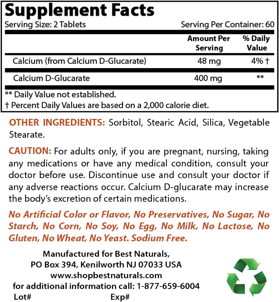 Calcium D-Glucarate 200 mg & DIM Supplement 100 mg