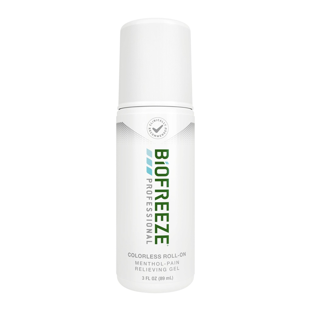 Biofreeze Professional Colorless Pain Relief Roll On, Knee & Simple Backache Relief, Arthritis Pain Reliever, Neck Pain Relief, Cooling Joint Pain Relief, Roll-On Menthol Gel 3 Fl Oz