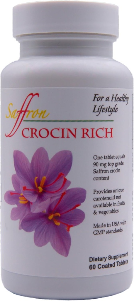 CROCIN RICH – 7.5mg Crocin (Key Saffron Active) + Lutein & Zeaxanthin Eye Supplement | Vision, Macular & Retinal Support | Blue Light & Eye Pressure Protection | Clinically Studied Crocin – 60 Tablets