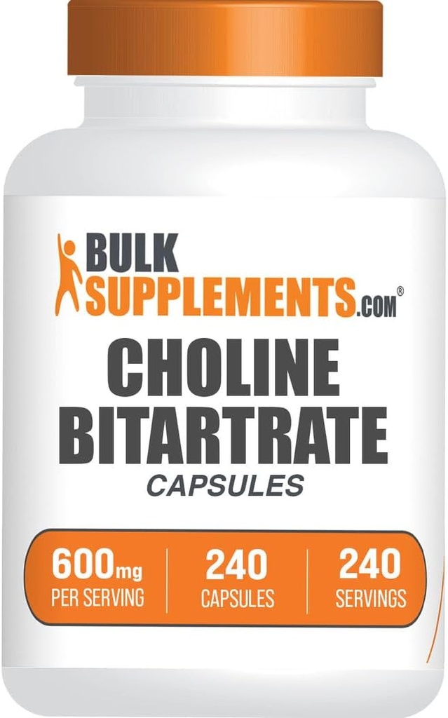 BulkSupplements.com Choline Bitartrate Capsules - Choline Supplements, as Choline L-Bitartrate - Choline 600mg, 2 Capsules per Serving, 240 Capsules (Pack of 1)