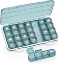 Pill Organizer 4 Times A Day, Pill Box 4 Times A Day 7 Day - Acedada Weekly Medicine Box Organizer with Separate Case, Portable Daily Pill Container Dispenser for Vitamin, Fish Oils, Supplements, Blue