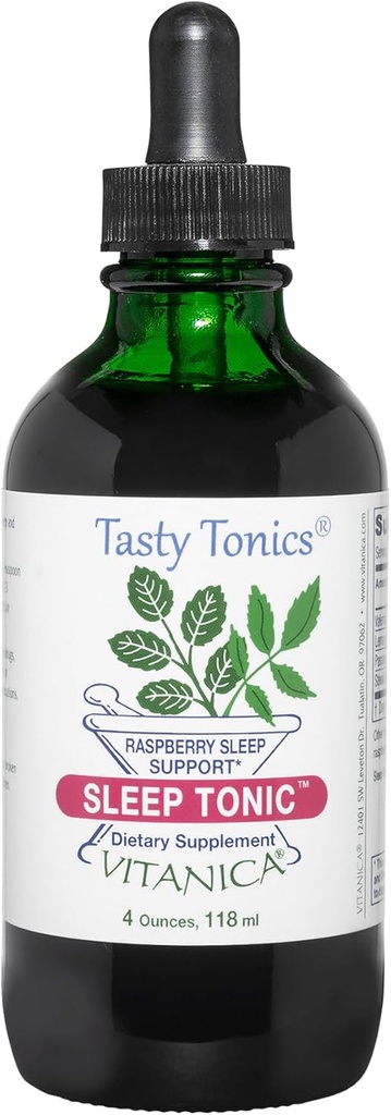 Vitanica Sleep Tonic, Natural Liquid Sleep Aid Supplement, Dr. Formulated, Relaxation and Calm Support for Adults, Stress Relief, Valerian Root, Lemon Balm, Passion Flower, Vegan, 4 Ounce