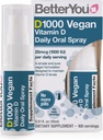 BetterYou D1000 Vegan Vitamin D Oral Spray - Convenient Alternative for Tablets - Plant-Origin - Promotes Strong Bones, Teeth and Immune System - Aid in Calcium Absorption - 100 Daily Doses - 0.5 oz