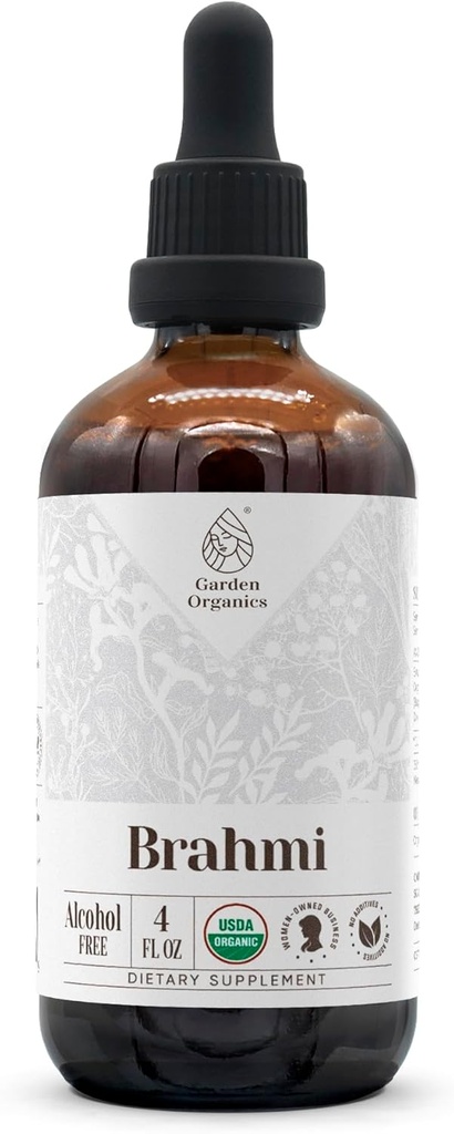 Brahmi USDA Organic | Alcohol-Free Extract, Organic Herbal Drops, Supplement | Tincture Made from 100% Certified Organic Brahmi (Bacopa Monnieri) Dried Herb 4 oz