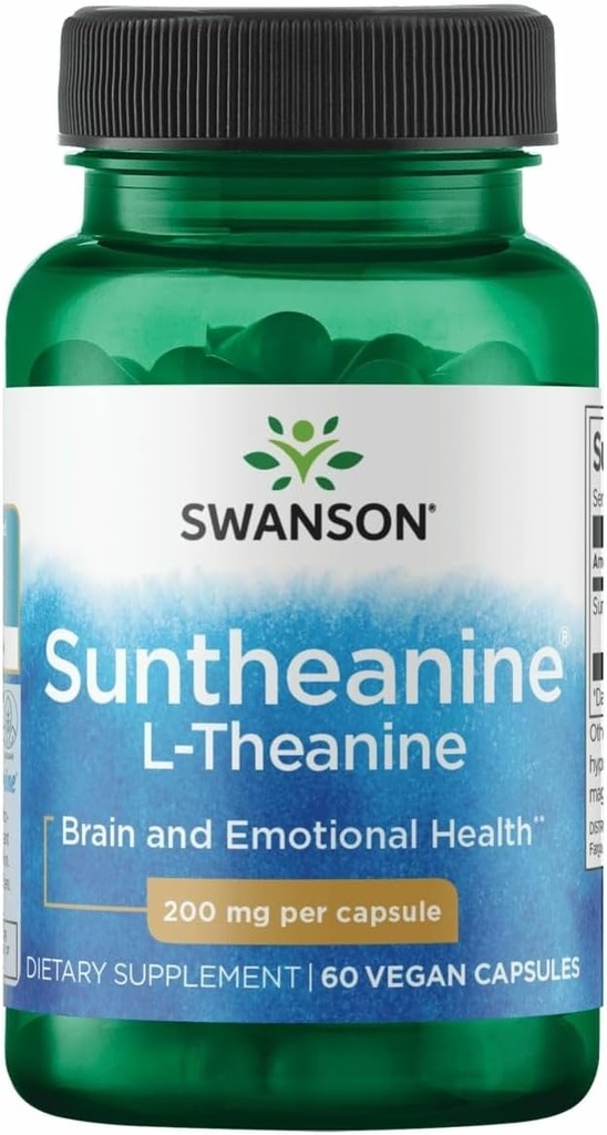 Swanson Amino Acid Double Potency Suntheanine L-Theanine 200 Milligrams 60 Veg Capsules