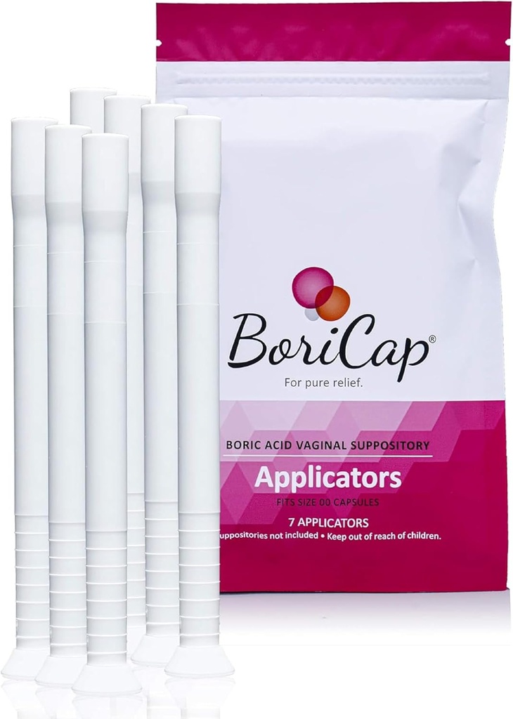 BoriCap - Boric Acid Vaginal Suppository Applicators - Hygienic Solution for Easy Glide Applicator Insertion - Washable and Reusable - Feminine Care and Hygiene Products - Made in USA by Heale - 7 ct