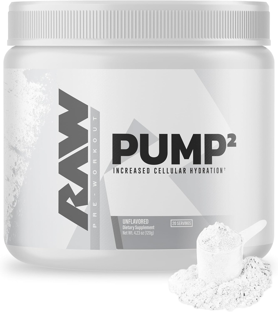 RAW Pump2 Pre Workout | Glycerol Pump Pre Workout Supplement, Pair Pump Supplement for Best Results Or Any Preworkout Powder | Enhanced Hydration and Boost Energy | Unflavored (20 Servings)