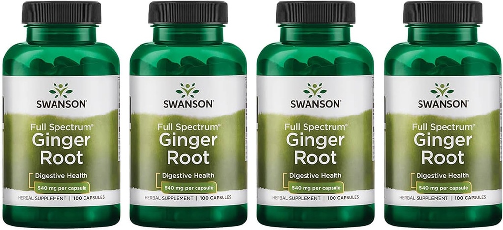 Swanson Full Spectrum Ginger Root 540 mg 100 Caps (4 Pack)
