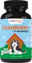 Vitamatic Cranberry for Dogs – 120 Chewable Tablets – with D-Mannose, Apple Cider Vinegar & Vitamin C – Urinary Tract & Bladder Support for Dogs