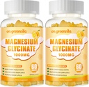 Magnesium Glycinate Gummies 1000mg - Sugar Free Magnesium Potassium Supplement with Vitamin D, B6, CoQ10 for Calm Mood & Sleep Support - 120 Orange Gummies 2 Pack